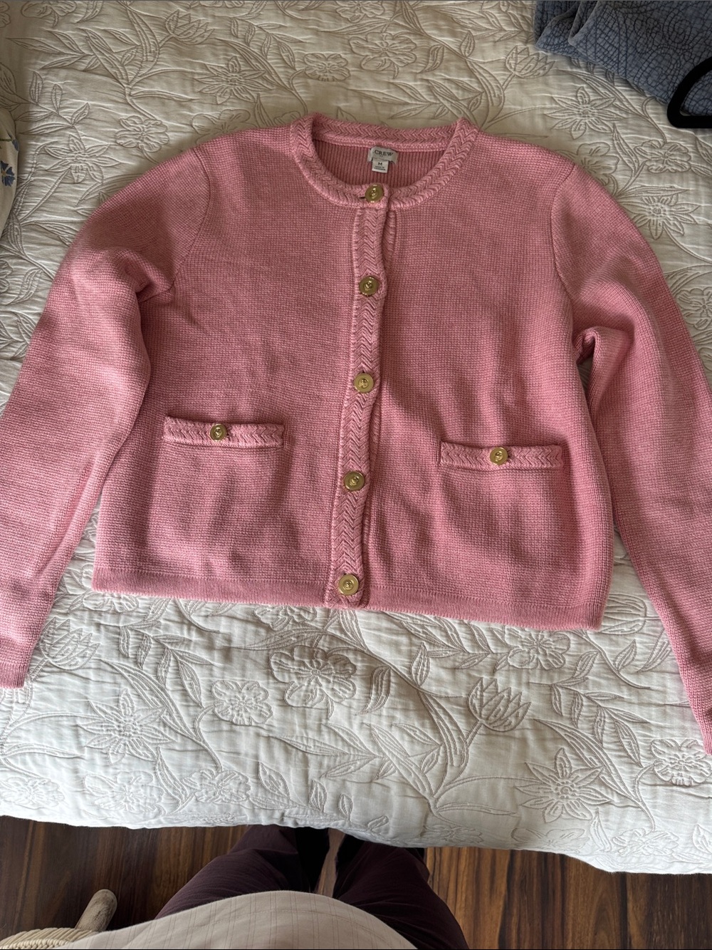 J. Crew Pink Women's Knit Button-Front Cardigan size M